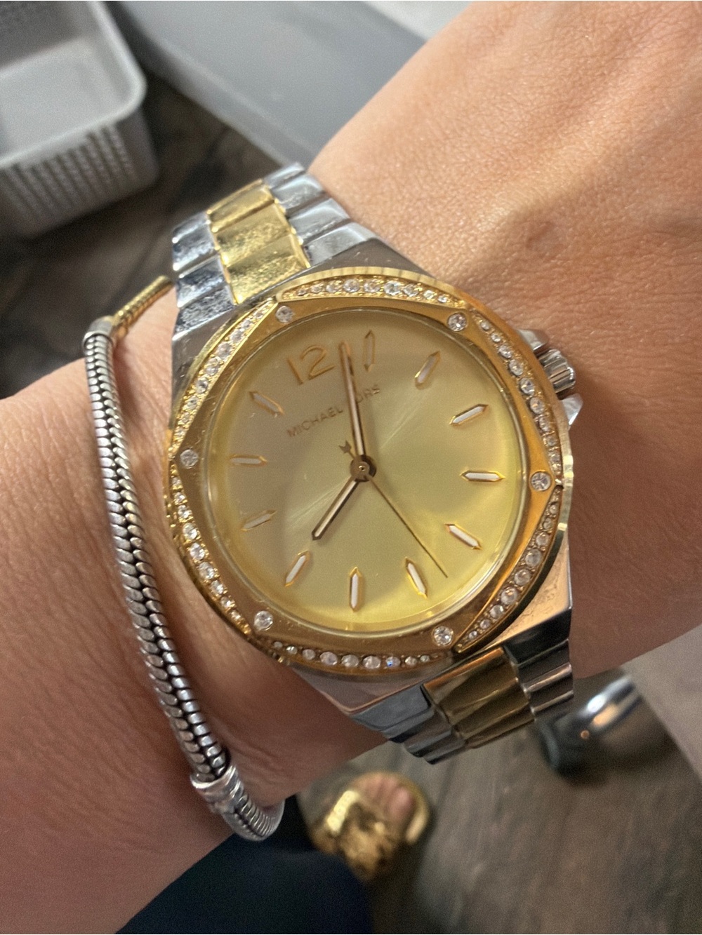 Michael Kors Two-Tone Gold and Silver Crystal Accent Women's Bracelet Watch